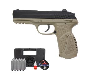 Pistola de Pressão Gamo PT85 4.5 CO2 Blowback Desert + Chumbinho + CO2 + Case + Óleo