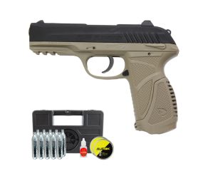 Pistola de Pressão Gamo PT85 4.5 CO2 Blowback Desert + Chumbinho Aurok + CO2 Gamo + Case + Óleo