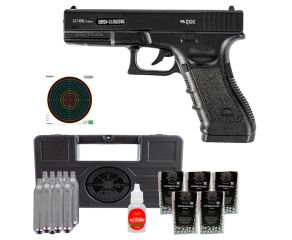 Pistola Glock G17 NBB 4.5mm + 5 Esferas de AÇo + Óleo + 10 Cilindros Co2 + Maleta + 10 Alvos