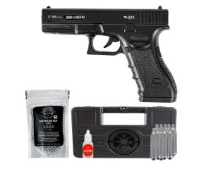 Pistola Glock G17 NBB 4.5mm + 10 Cilindros Co2 + Óleo Silicone + Esferas de Aço + Maleta