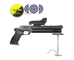 Pistola PCP Artemis 4.5mm + Bomba PCP 300 bar + Chumbos Aurok 4 5mm + Red Dot 1x20x30 + Alvos