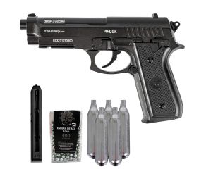 Pistola de Pressão PT92 Full Metal NBB 4.5mm QGK + Magazine + Esferas de Aço + Co2