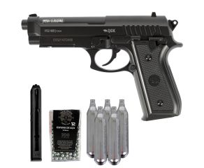 Pistola de Pressão PT92 NBB 4.5mm QGK + Magazine + Esferas de aço + Co2