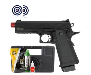 Airsoft GBB 1911 Black Whisper Blowback Full Metal TAG + Maleta + Green Gas + BBs + Oleo + Alvos