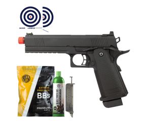 Airsoft GBB 1911 Black Devil 5.1 Hi-Capa Rossi + Green Gás +  BBs 0.20g + Speedloader + Alvos