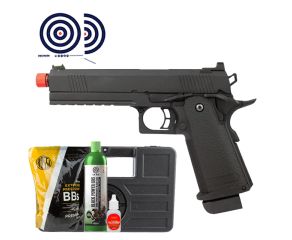 Airsoft GBB 1911 Black Devil 5.1 Hi-Capa Rossi + Maleta + Green Gás + BBs 0.20 + Óleo + Alvos