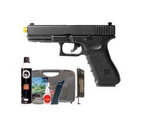 Pistola Airsoft GBB Glock G18 BlowBack HFC + Kit Completo