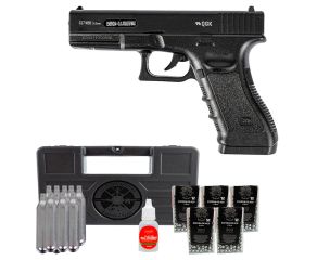 Pistola Glock G17 NBB 4.5mm + 5 Esferas de Aço + Óleo Silicone + 10 Cilindros Co2 + Maleta