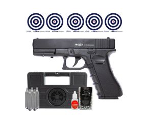 Pistola de Pressão Glock K17 Full Metal 4.5mm + Eferas de Aço + CO2 + Case + Óleo de Silicone