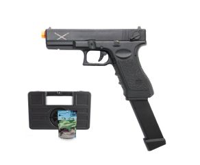 Pistola Airsoft Elétrica Glock Yakuza + BBs, Maleta e Magazine Estendido