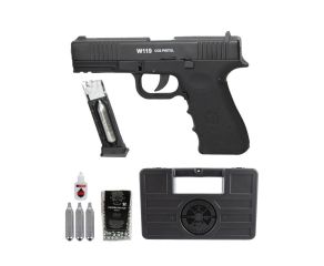 Pistola de Pressão Co2 W119  Wingun - 4.5mm + Case + Magazine Extra + Cilindros + Esferas