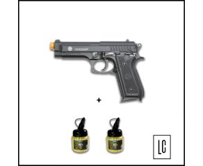 Pistola Airsoft PT92 + Capa + 2x BBs 0.12g 1000 Un