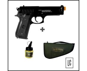 Pistola Airsoft PT92 + Capa + BBs 0.12g 1000 Un