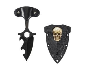 Push Dagger Caveira Skull Faca de Pescoço Multitools + Bainha e Corrente