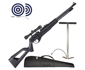 Carabina PCP QGK G850 5.5mm + Bomba Manual PCP + Luneta + Capa + Alvos +