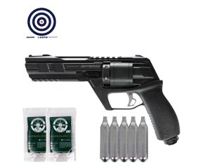 Revolver de Pressao CO2 Artemis CP300 Defender .50 + CO2 + Esferas de Alumínio + Alvos