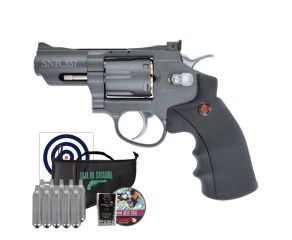 Revólver CO2 Crosman SNR357 4.5mm + Chumbinhos + Esferas de Aço + CO2 + Capa + Alvos