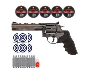 Revolver Co2 Dan Wesson 357 6 Silver 4 5mm + Cilindro Co2 +  Chumbos + Oleo de Silicone + Alvos