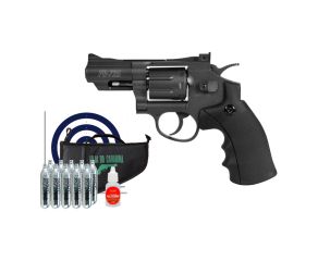 Revólver Co2 Gamo PR725 2,5" 4.5mm + CO2 Gamo + Óleo + Capa + Alvo