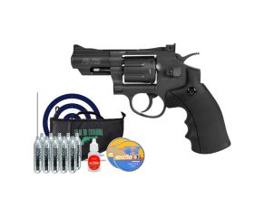 Revólver Co2 Gamo PR725 2,5" 4.5mm + Chumbinho H&N Excite Plinking + CO2 Gamo + Óleo + Capa + Alvo