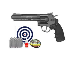 Revólver Co2 Gamo PR776 4.5mm + Chumbinho Gamo Magnum 250 Un + Co2 + Óleo + Alvos Rossi