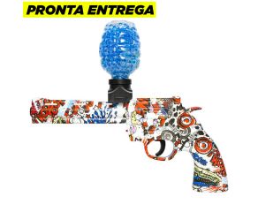 Revólver Elétrico de GEL Orbeez Vermelha/ Branca + 16.500 munições
