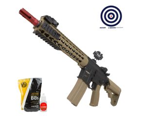 Airsoft Rossi Neptune 10 Short TAN AR-15 + Red Dot T4 + BBs 0.25g + Oleo + Alvos