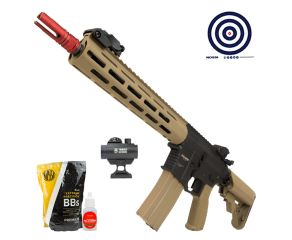 Airsoft Rossi Sentinel 10 TAN AR-15 + Red Dot T4 + BBs 0.25g + Oleo + Alvos
