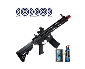 Rifle Airsoft M4 TAG Delta + Carregador para Bateria + Bateria + Red Dot Z4 1x28x40 + Alvos