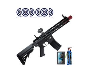 Rifle Airsoft M4 TAG Delta + Carregador para Bateria + Bateria + Red Dot T4 1x22 + Alvos