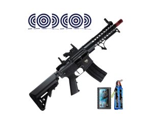 Rifle Airsoft M4 TAG Ghost + Carregador para Bateria + Bateria + Red Dot Z1 1x22x34 + Alvos