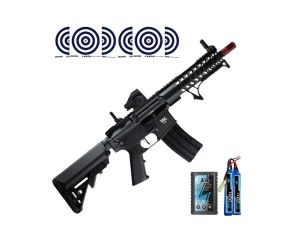 Rifle Airsoft M4 TAG Ghost + Carregador para Bateria + Bateria + Red Dot Z3 1x22x33 + Alvos