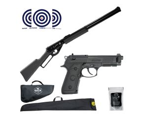 Carabina Rossi Lever Action 4 5mm + Pistola Co2 M9 Rossi 4 5mm + Esferas aco 4 5mm + Capas + Alvos
