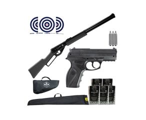 Pistola CO2 Rossi R11(C11) 4.5mm + Carabina Rossi Lever Action 4.5mm + CO2 + Capas + Esferas + Alvos