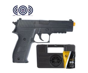 Pistola Airsoft Spring S226 6mm QGK + Airsoft BBs 0.12 Rossi + Maleta + Alvos