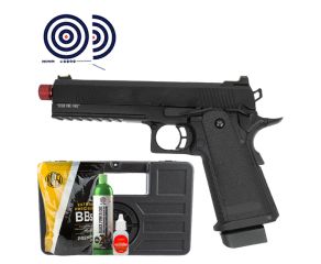 Airsoft GBB 1911 Black Evil Blowback Full Metal TAG + Maleta + Green Gás + BBs 0.20g + Óleo + Alvos