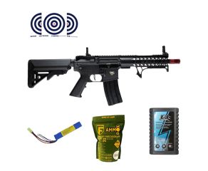 Rifle Airsoft M4 TAG SPECNA + Airsoft BBs 0.20g + Carregador para Bateria + Bateria Airsoft + Alvos