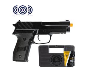 Pistola Airsoft Spring VG P226 V12l Metal Rossi + Airsoft BBs 0 12 Rossi Pacote + Maleta + Alvos
