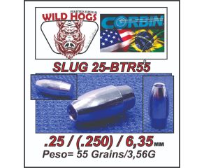 Chumbinho para R8 6.35mm Wild Hogs Slug BTR (.25) 55 Grains 200 Un