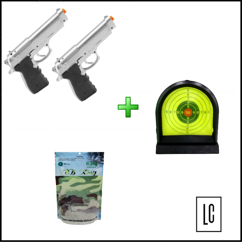 7251-Kit-Duelo-II-2-Pistola-de-Airsoft-G052S-Galaxy+Alvo-em-gel+Munição