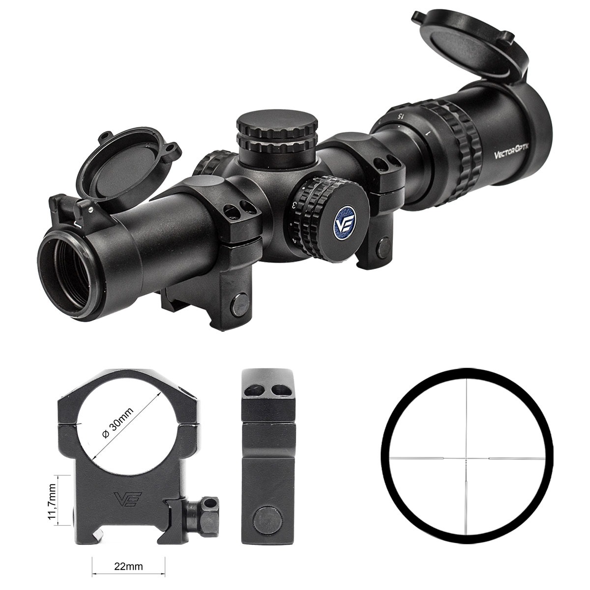 Luneta 1-6X24 Gen II Grimlock SFP Retículo Iluminado Vector Optics LPVO Short Dot