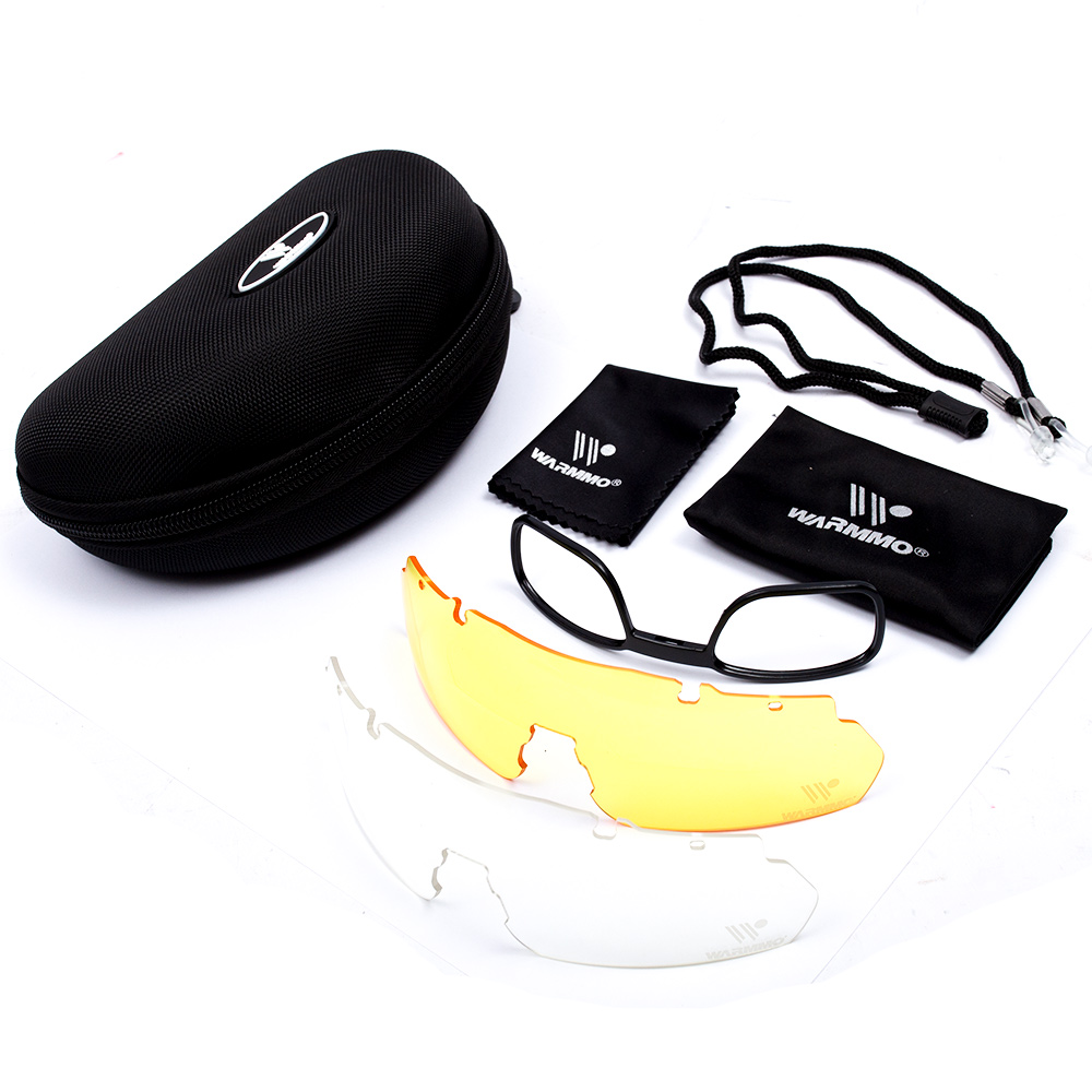 oculos tático com suporte de grau + 3 lentes