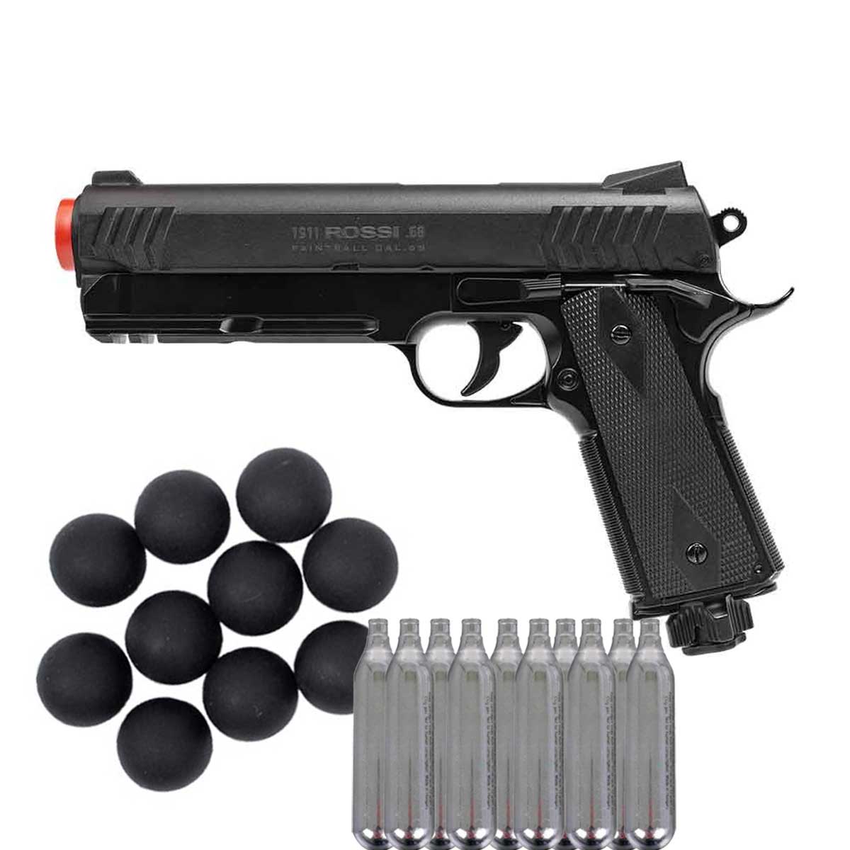 Pistola de Pressao .68 Rossi 1911 Home Defense + 50 Un Esfera de Borracha .68 + 10x Cilindros