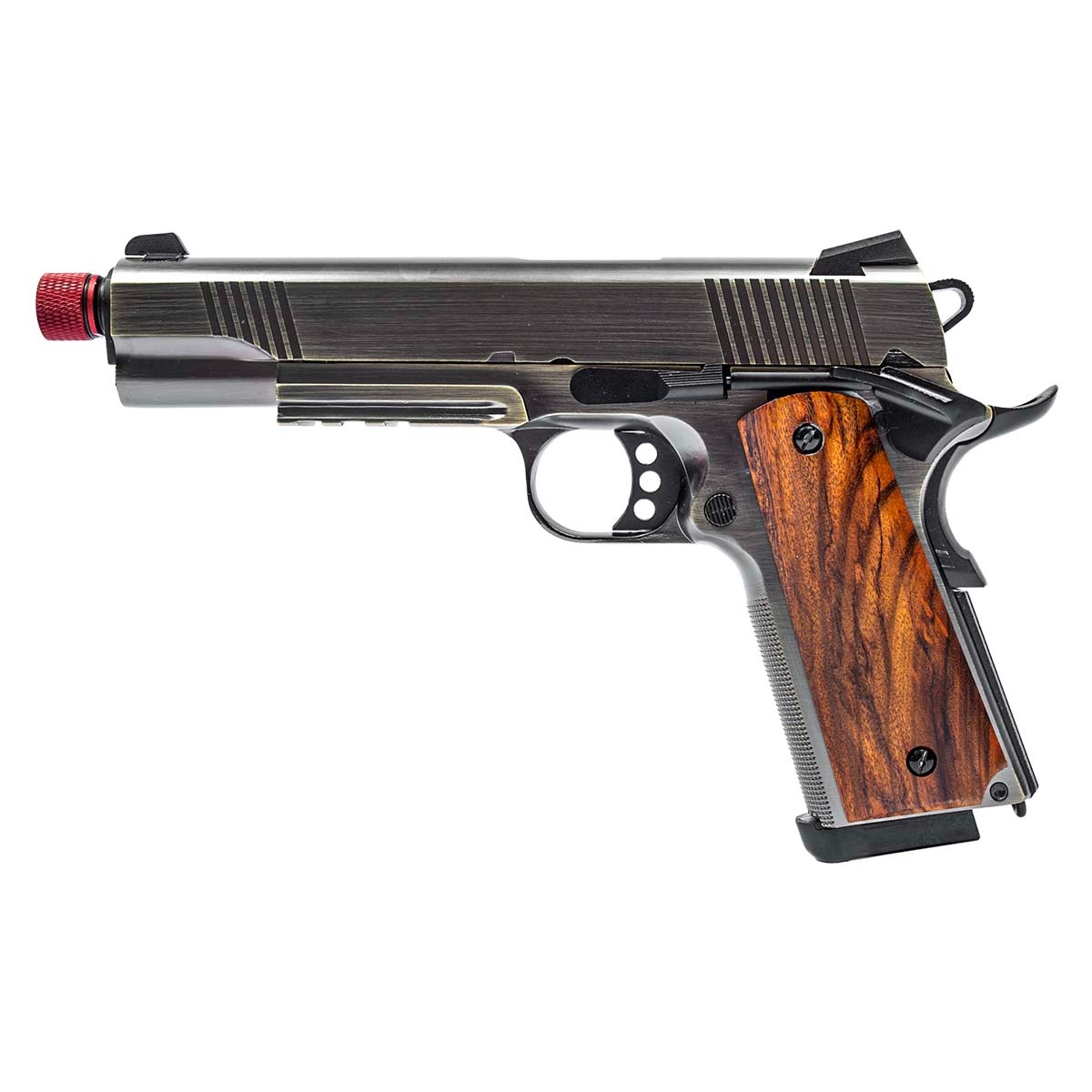 Pistola de Airsoft 1911 Silver Wood Full Metal GBB