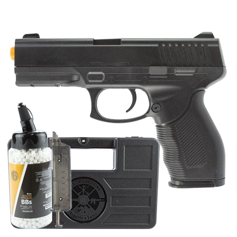 Pistola Airsoft Spring 24/7 V310 + Speed Loader + BBs Rossi + Capa Rigido LC