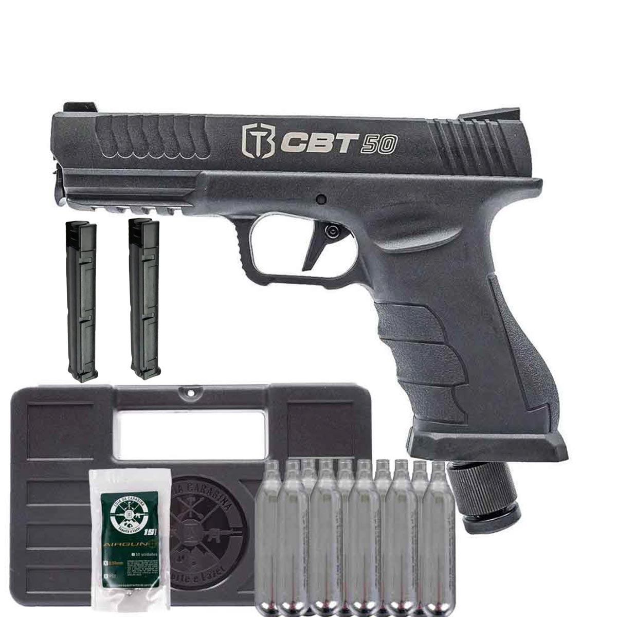 Pistola CBT 50 LTL .50 Paintball + Esferas .50 + 10x Cilindros + Maleta Rígida + 2x Magazines