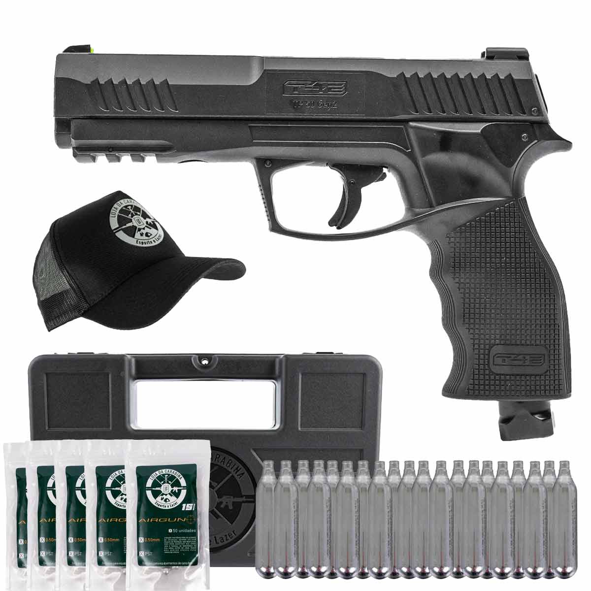 Pistola CO2 T4E TP .50 Paintball Ram Umarex + Case + 250Un Esferas + Boné + Co2
