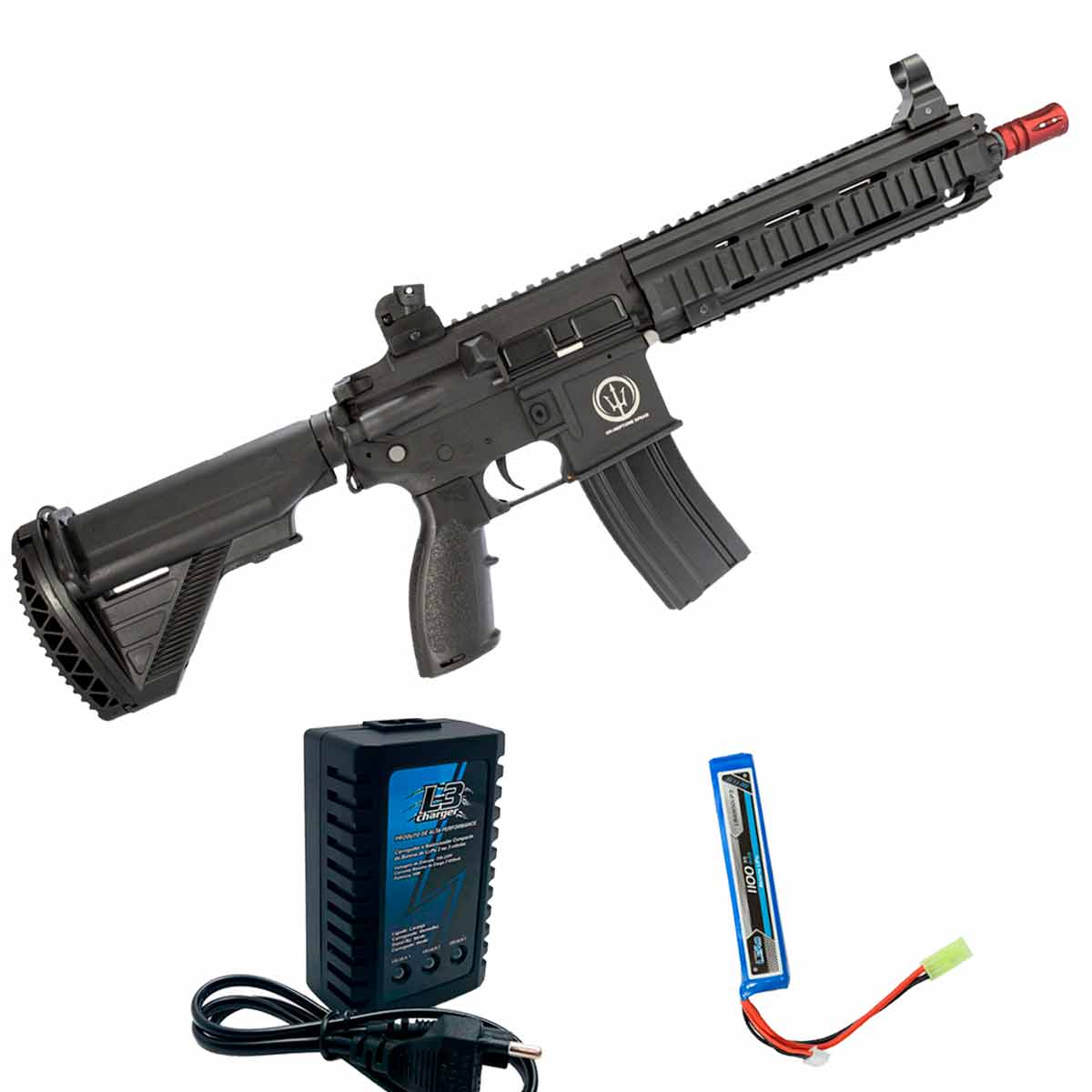 Rifle Airsoft Neptune Rossi HK416 + Carregador + Bateria