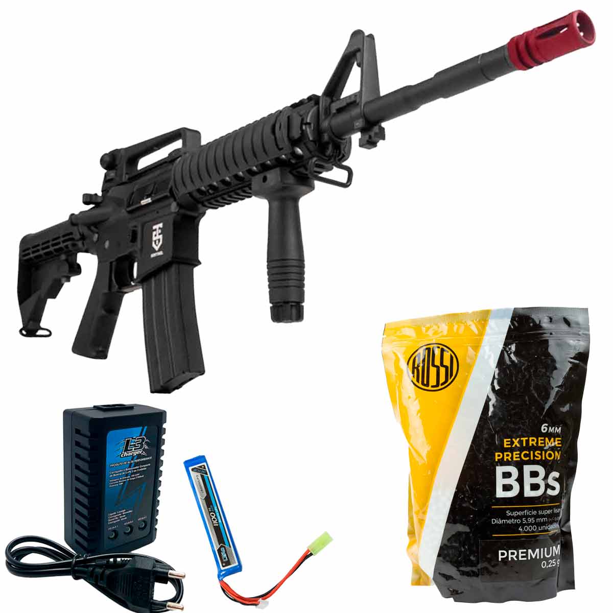 Rifle Airsoft Rossi Sentinel M4A1 Carbine RIS Full Metal + Carregador + Bateria + 4000Un BBs
