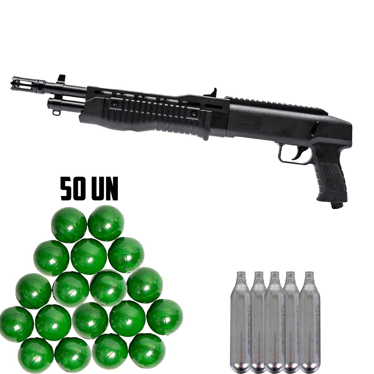 Shotgun Escopeta CO2 T4E TB68 .68 + 50Un TPU + Co2